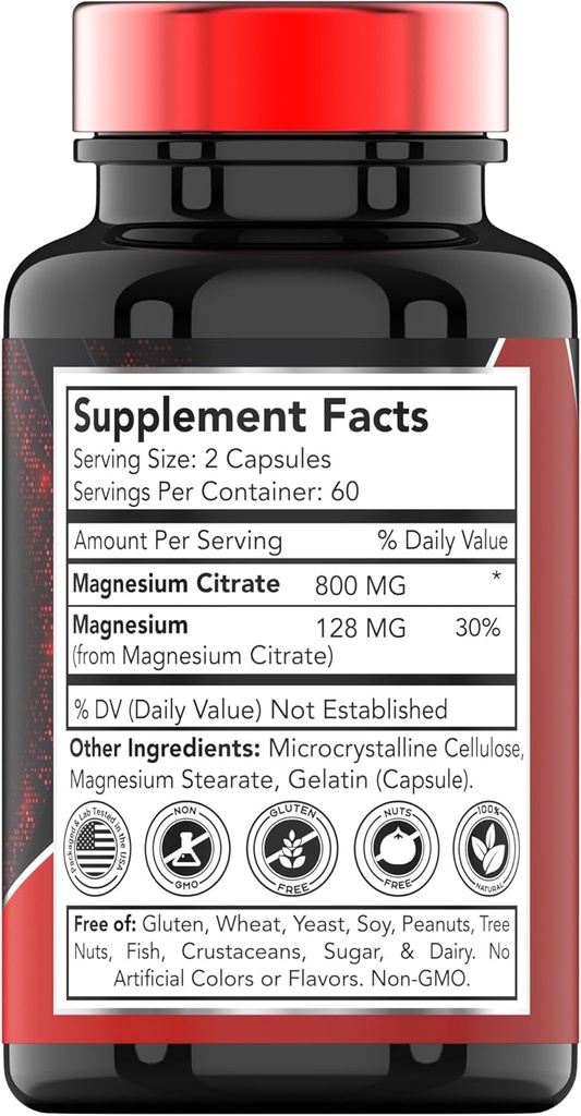 TNVitamins Magnesium Citrate 800 MG - 120 Capsules | Two Month Supply! | Pure Magnesium Citrate Powder Capsules | Citrato De Magnesio | Non-GMO | Produced in The USA! 3
