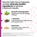 NeuroQ Calm Focus Capsules - Stress Relief Supplement - Supports Mental Function & Relaxation - Sensoril Ashwagandha, Magnesium, GABA, L-Theanine, Andean Cocoa & Kava Kava - 60 Capsules 4
