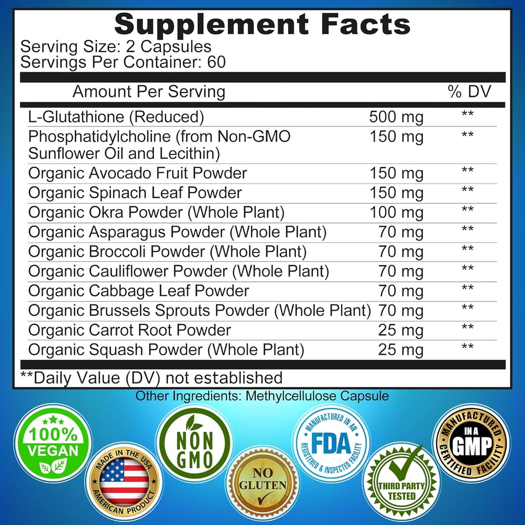 SUPPLEMENTS STUDIO Liposomal Glutathione 500mg Enriched with Organic Whole Foods + Plant-Based Calcium, Magnesium, Zinc, D3 & K2 with Turmeric – Vegan, Non-GMO, Clean Daily Wellness Support 5