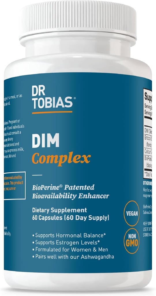 Dr. Tobias DIM Complex, Hormone Balance for Women & Men, DIM Supplement with BioPerine, Broccoli Extract & Calcium D-Glucarate Estrogen Detox Balance Complex, Non-GMO, Vegan, 60 Capsules 2