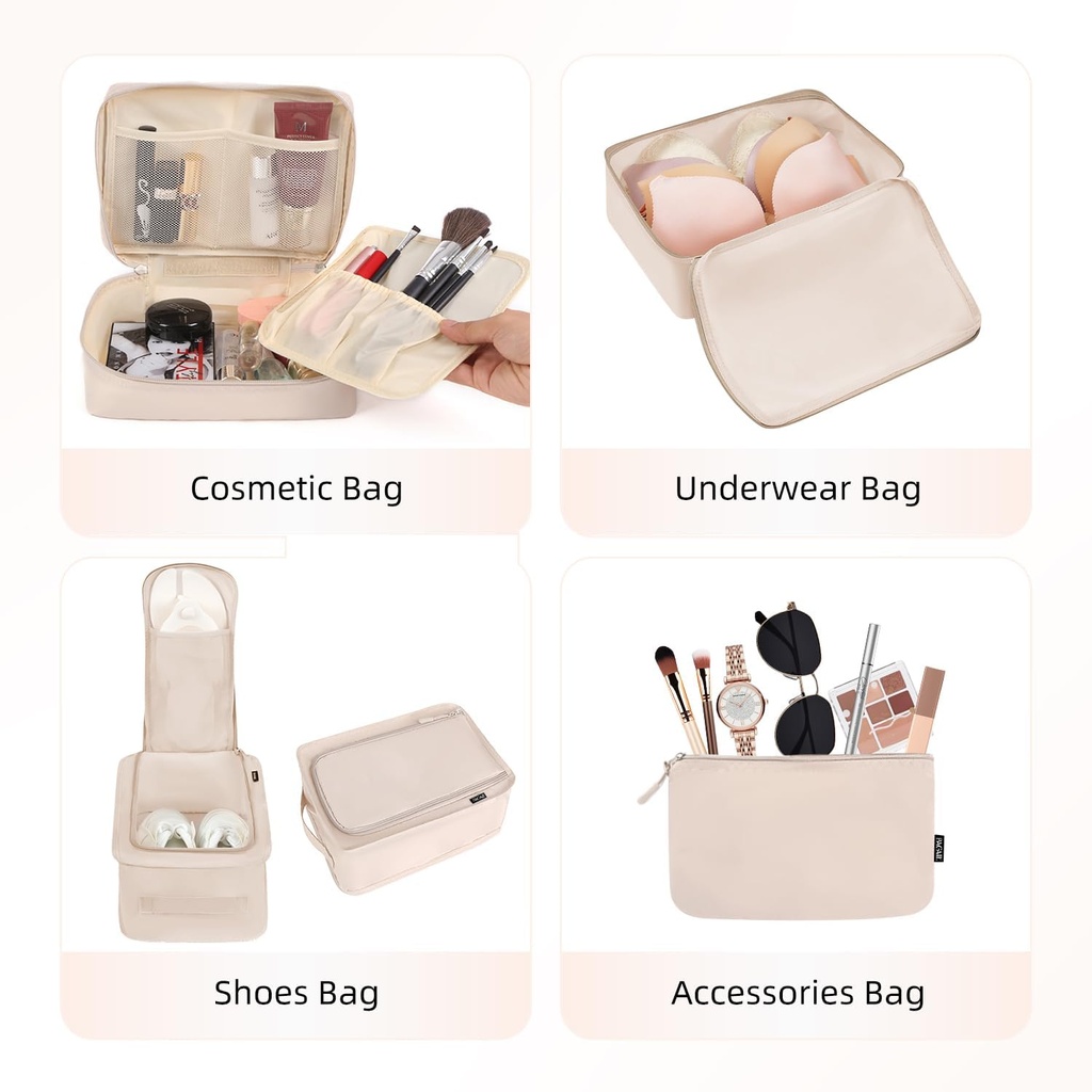 BAGAIL 8 Set Packing Cubes Luggage Packing Organizers for Travel Accessories-Cream 4