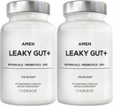 Amen Leaky Gut Supplement - Advanced Formula with Bioavailable L Glutamine, Zinc, Turmeric, DGL Licorice Root - Marshmallow Root - Probiotics & Fermented Prebiotics - Vegan, Non-GMO - 2-Pack 2