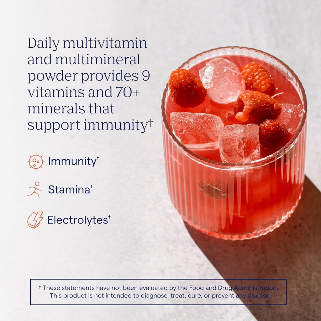 Trace Minerals Power Pak Multivitamin and Multimineral Packets - Electrolyte Support - 1200 mg Vitamin C Plus 70 Raspberry Flavor - 30 Packets 3