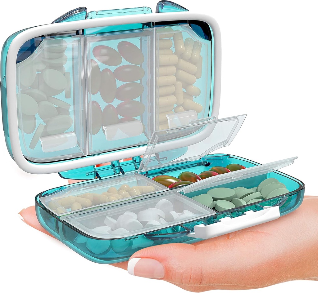 Travel Pill Organizer – Compact Medicine Kit for Purse, Portable Pharmacy Pill Box with Labels, Moisture-Proof Vitamin & Supplement Holder with 7 Secure Compartments for Home & Travel 2