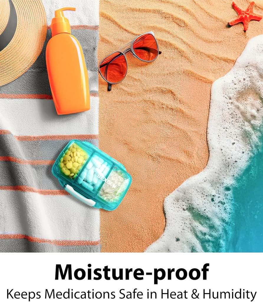 Travel Pill Organizer – Compact Medicine Kit for Purse, Portable Pharmacy Pill Box with Labels, Moisture-Proof Vitamin & Supplement Holder with 7 Secure Compartments for Home & Travel 4