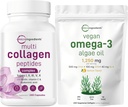 Micro Ingredients Multi Collagen Complex & Vegan Omega 3 Algae Oil Supplement Bundle 2 Pack | Grass-Fed Collagen Peptides | Omega-3 Full Spectrum Alternative to Fish Oil 2