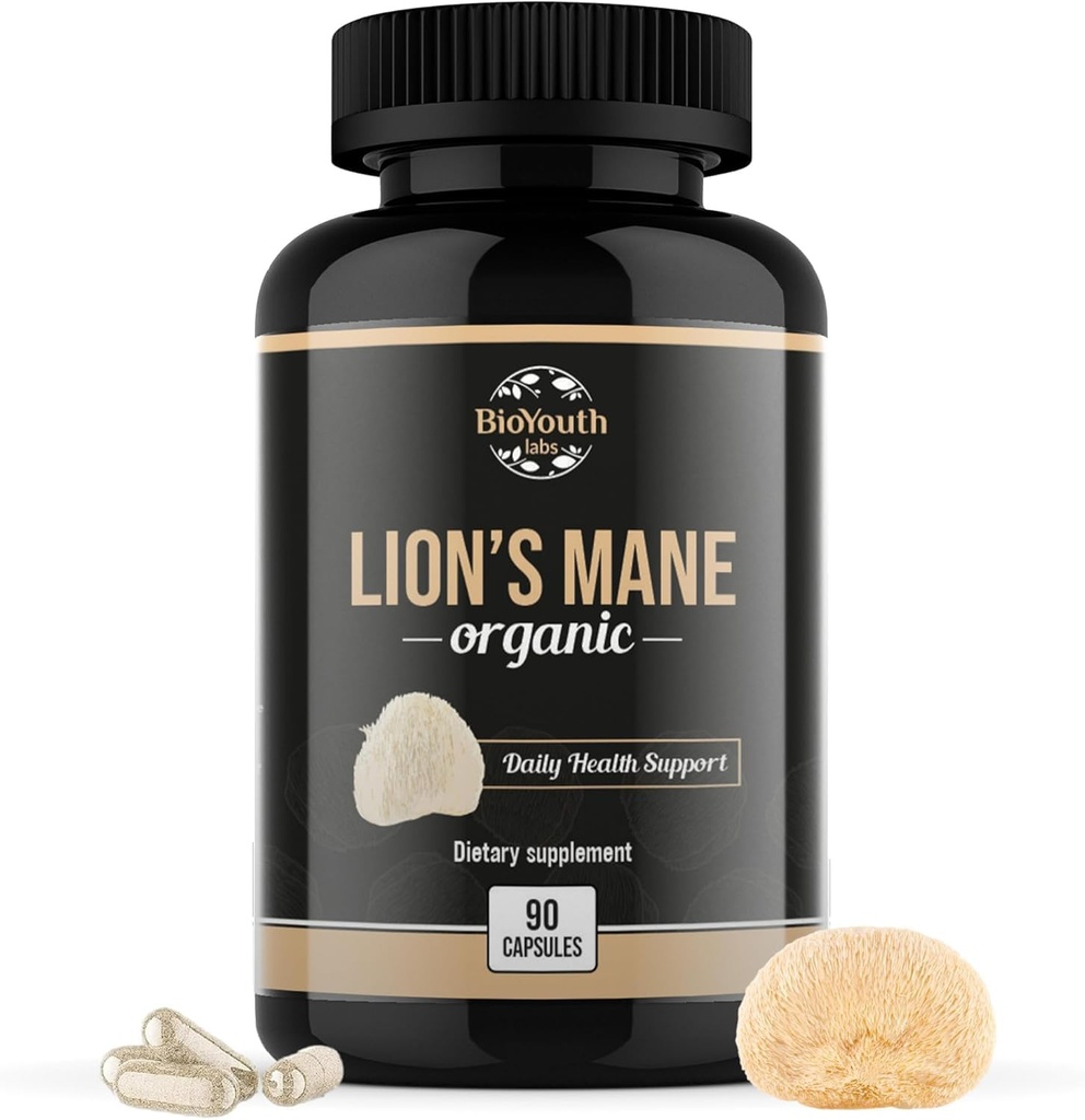 Organic Lions Mane Capsules Dietary Supplement Premium Organic Lions Mane Mushroom Extract | 90 Capsules 2