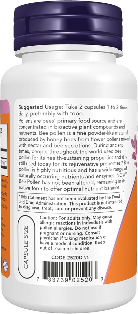 NOW FOODS Crd Bee Pollen, 100 Count 3