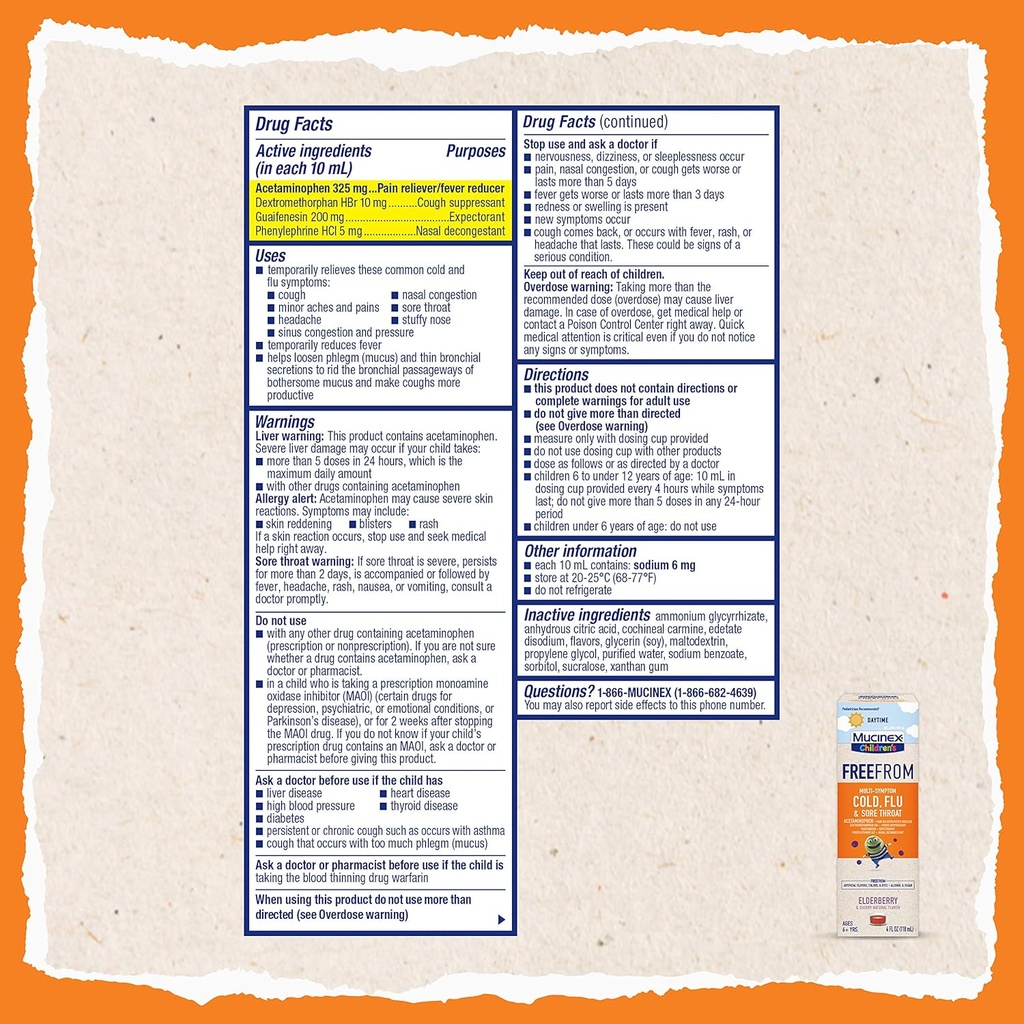 Mucinex Children's Liquid - FreeFrom Multi-Symptom Cold, Flu & Sore Throat 4oz 3