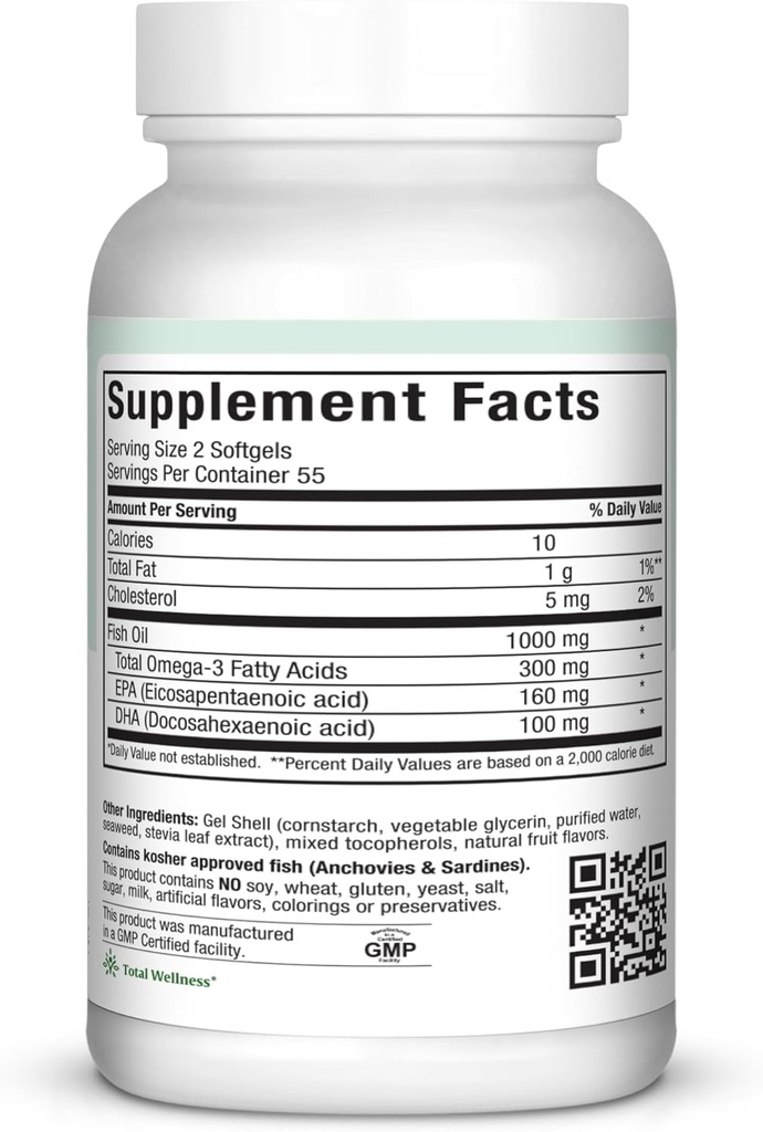 Maxi Health Omega Yums 1000 - Kid Friendly - Fruity Burst Flavor - 110 Softgel Capsules - Kosher 6