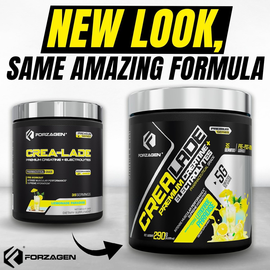 Forzagen CREA-Lade 35 Servings, Premium Creatine Monohydrate with Electrolytes Flavored Lemonade Paradise 4