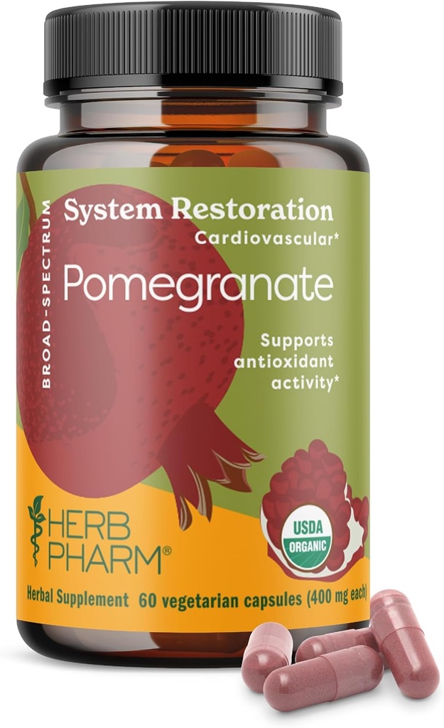 Herb Pharm USDA Organic Pomegranate Capsules for Heart Health Support | Antioxidant Activity Support & Heart Health Supplement Certified Organic Pomegranate Extract | 60 Vegan Capsules 30 Day Supply* 2