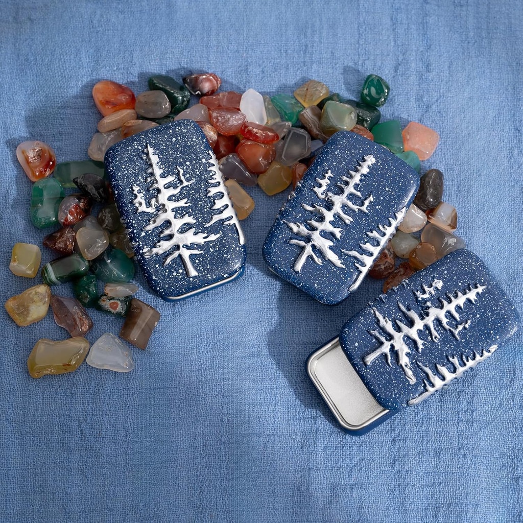 Metal Pill Case Small Travel Pill Box Compact Portable Medicine Container Daily Pocket Organizer Mini Pastillero with Sliding Lid Unique Polymer Clay Top Ideal Gift for Nature Lovers Hikers Campers 5