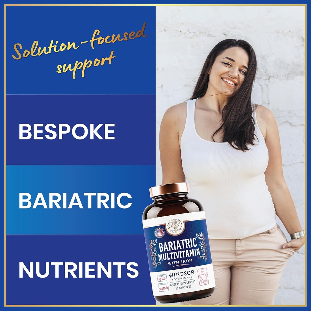 Bariatric Multivitamin with Iron - 45mg Iron Easy to Swallow, One a Day Bariatric Vitamins for Women and Men - Gastric Bypass, Gastric Sleeve Recovery Vitamin Multivitamins - 30 Caps 3