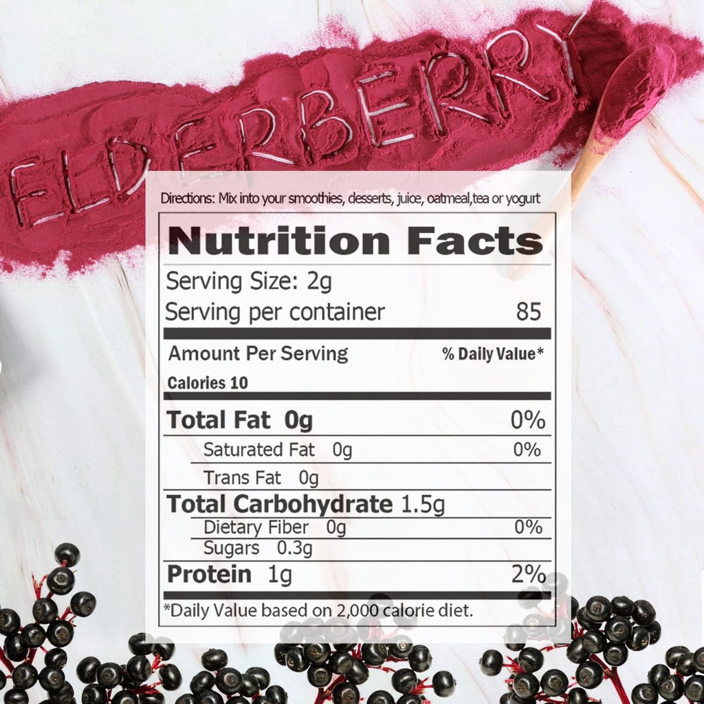 ECO-TASTE Elderberry Juice Powder, Supports Healthy Immune System, Non GMO and Vegan Friendly, 170g 3