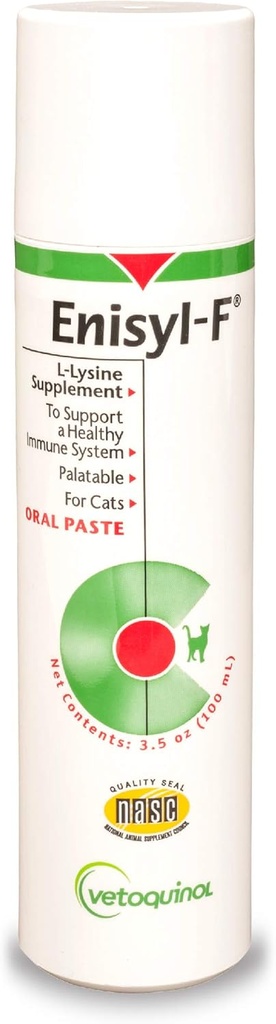 Vetoquinol Enisyl-F Oral Paste: L-Lysine Supplement for Cats - Tuna Flavor, 3.5oz (100mL) Pump 2