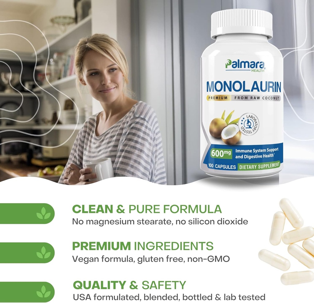 Palmara Health Premium Monolaurin 600mg + Biofilm Complex 6