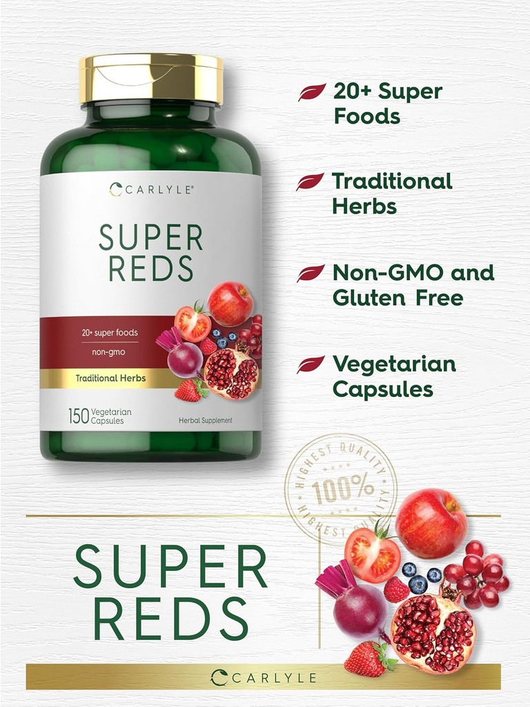 Carlyle Super Reds Capsules | 150 Count | Superfoods Supplement | Vegetarian & Non-GMO 5