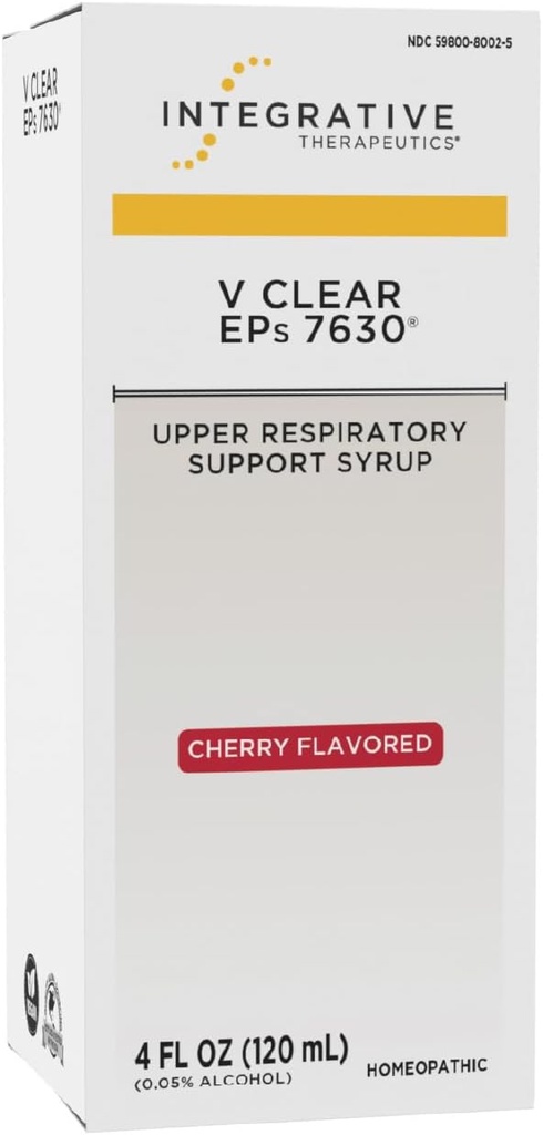 Integrative Therapeutics V Clear EPs 7630 - Supports Discomfort from Throat, Nasal & Bronchial Irritations - Upper Respiratory & Lung Support During Common Cold for Children and Adults - Cherry, 4 oz 2