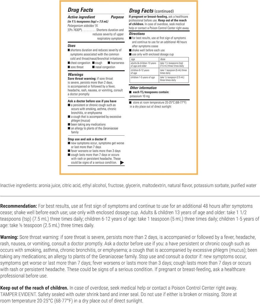 Integrative Therapeutics V Clear EPs 7630 - Supports Discomfort from Throat, Nasal & Bronchial Irritations - Upper Respiratory & Lung Support During Common Cold for Children and Adults - Cherry, 4 oz 3
