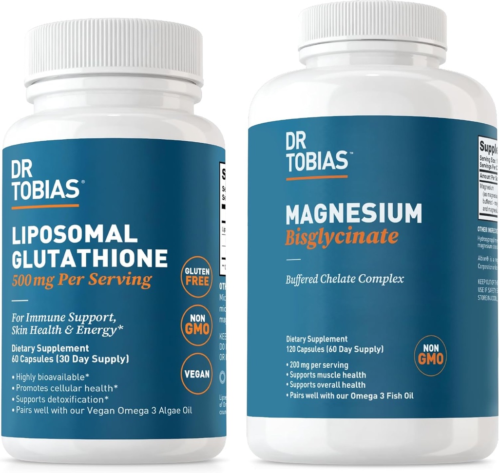 Dr. Tobias Magnesium Bisglycinate and Liposomal Glutathione - Supports Energy, Muscle Function, and Immune Health - Maximum Absorption - Vegan, Non-GMO 2