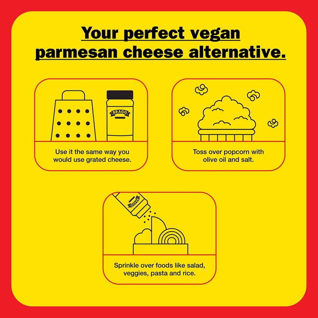 Bragg Nutritional Yeast Roasted Garlic Seasoning - 3 oz - Dairy-Free Parmesan Cheese Substitute - Perfect for Salads, Pastas, Popcorn, and More 6