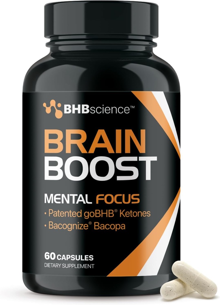 Brain Booster Supplement for Focus - Clinically Validated Nootropics Brain Support Supplement with Bacopa Monnieri Extract & Patented goBHB for Cognitive Support - 3rd Party Tested (30 Servings) 2