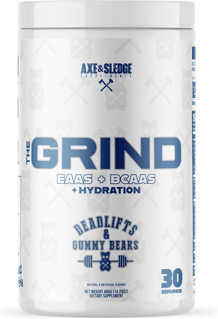 Axe & Sledge The Grind Essential Amino Acids |EAA & BCAA Powder |Muscle Recovery & Electrolytes for Hydration | Stimulant-Free, Vegan | 30 Servings, Deadlifts & Gummy Bears 2
