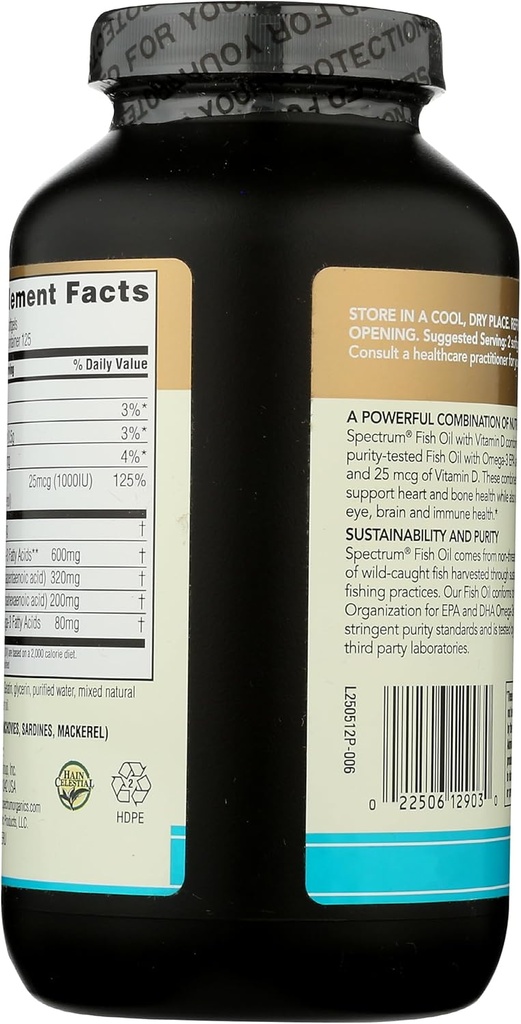 Spectrum Essentials Softgels, Fish Oil with Vitamin D, 1000 mg, 250 Count 3