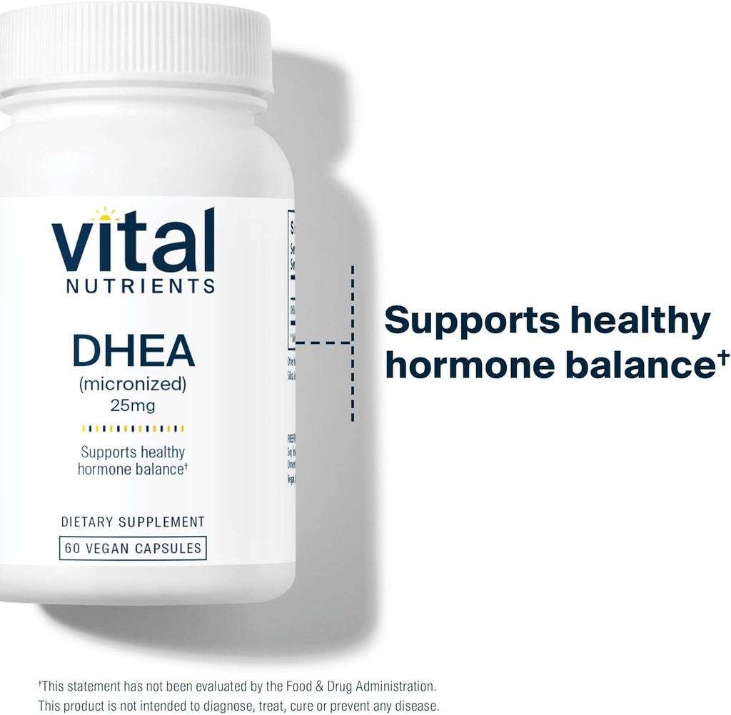Vital Nutrients DHEA 25mg | Vegan Micronized DHEA Supplement for Women & Men | Supports Hormone Balance | Supports Healthy Metabolism of Sugar & Minerals | Gluten, Dairy, Soy Free | 60 Capsules 6