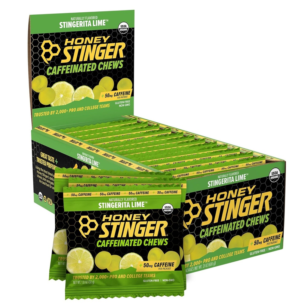 Honey Stinger Stingerita Lime Caffeinated Energy Chew, Gluten Free, with Caffeine, for Exercise, Running and Performance, Sports Nutrition for Home & Gym, Pre and Mid Workout, 12 Pack 2