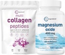 Micro Ingredients Multi Collagen Protein Powder 16oz & Magnesium Oxide 400mg Bundle Pack | Grass-Fed Collagen Peptides | Elemental Form for Max Concentration 2