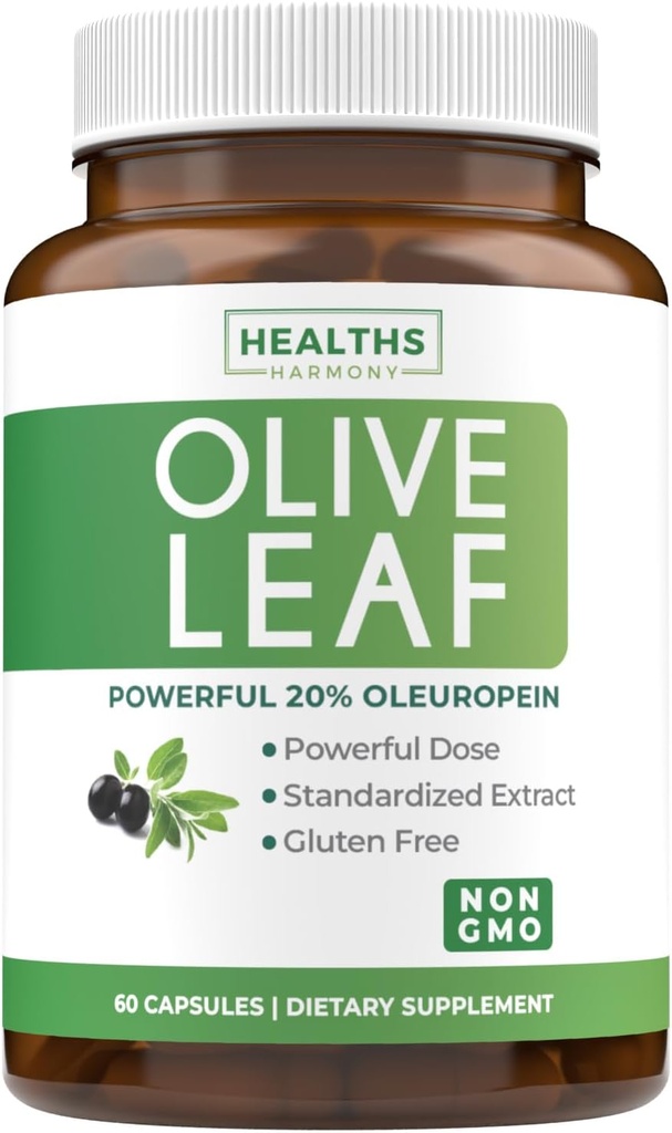 Super Strength Olive Leaf Extract Capsules - Vegan Non-GMO 750mg Olive Extract with 20% Oleuropein Antioxidant Supplement for Immunity Skin and Heart Health Support - Made in The USA (2 Month Supply) 2