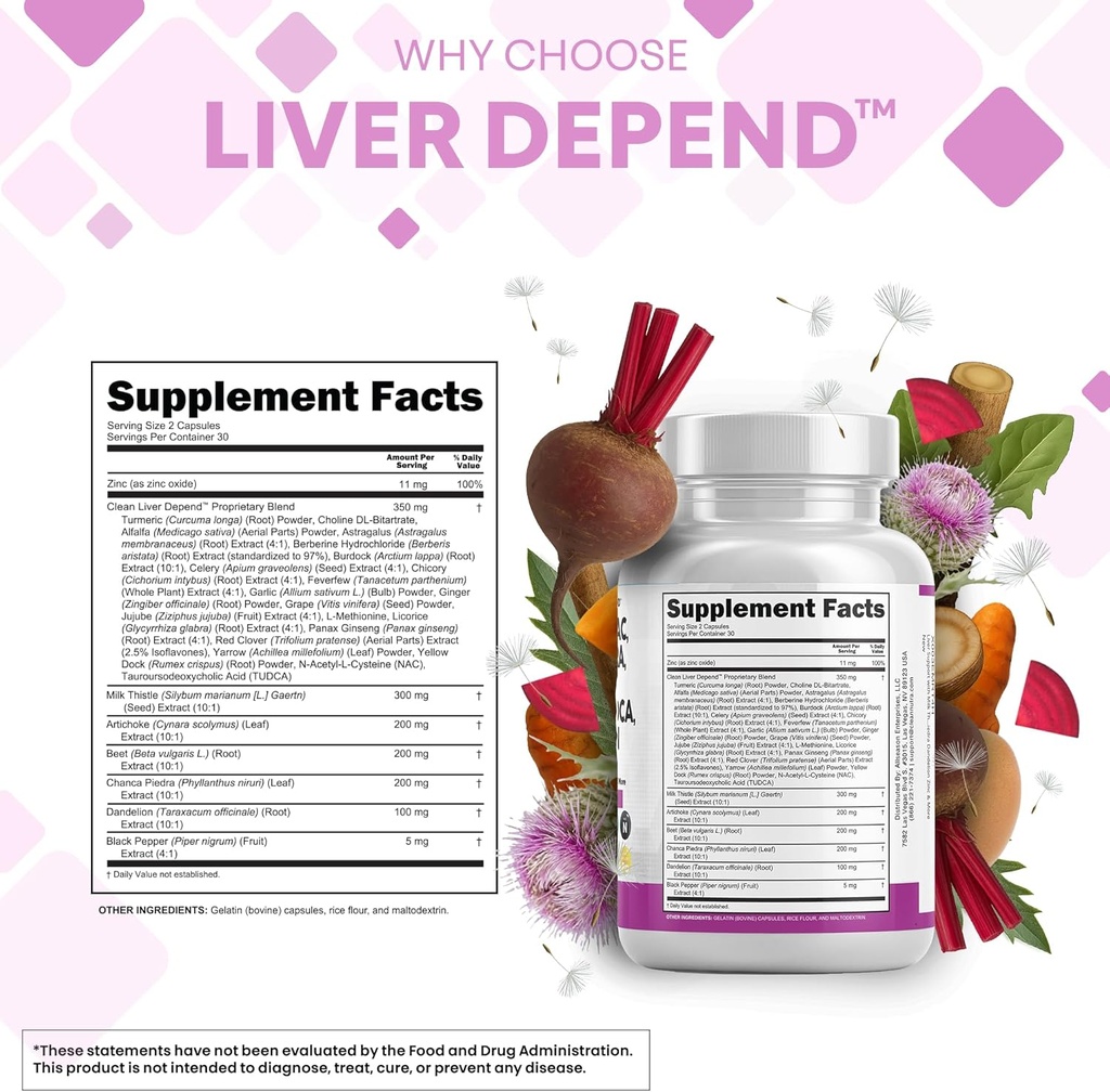 Clean Nutraceuticals Milk Thistle NAC Chanca Piedra Beet Root Artichoke Dandelion Root - Liver Cleanse Supplement Plus TUDCA Choline & Ginger - 2Pack 5