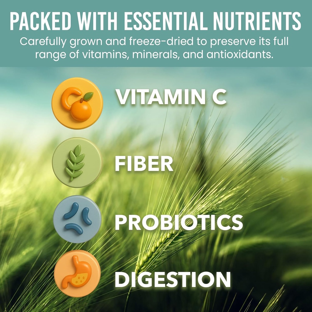 Holistic Bin Organic Barley Grass Juice Powder - 100% Pure USDA Organic - Fermented with 35 Probiotic Strains - Nutrient-Dense Green Superfood for Smoothies - Supports Digestion - 30 Day Supply (50g) 5