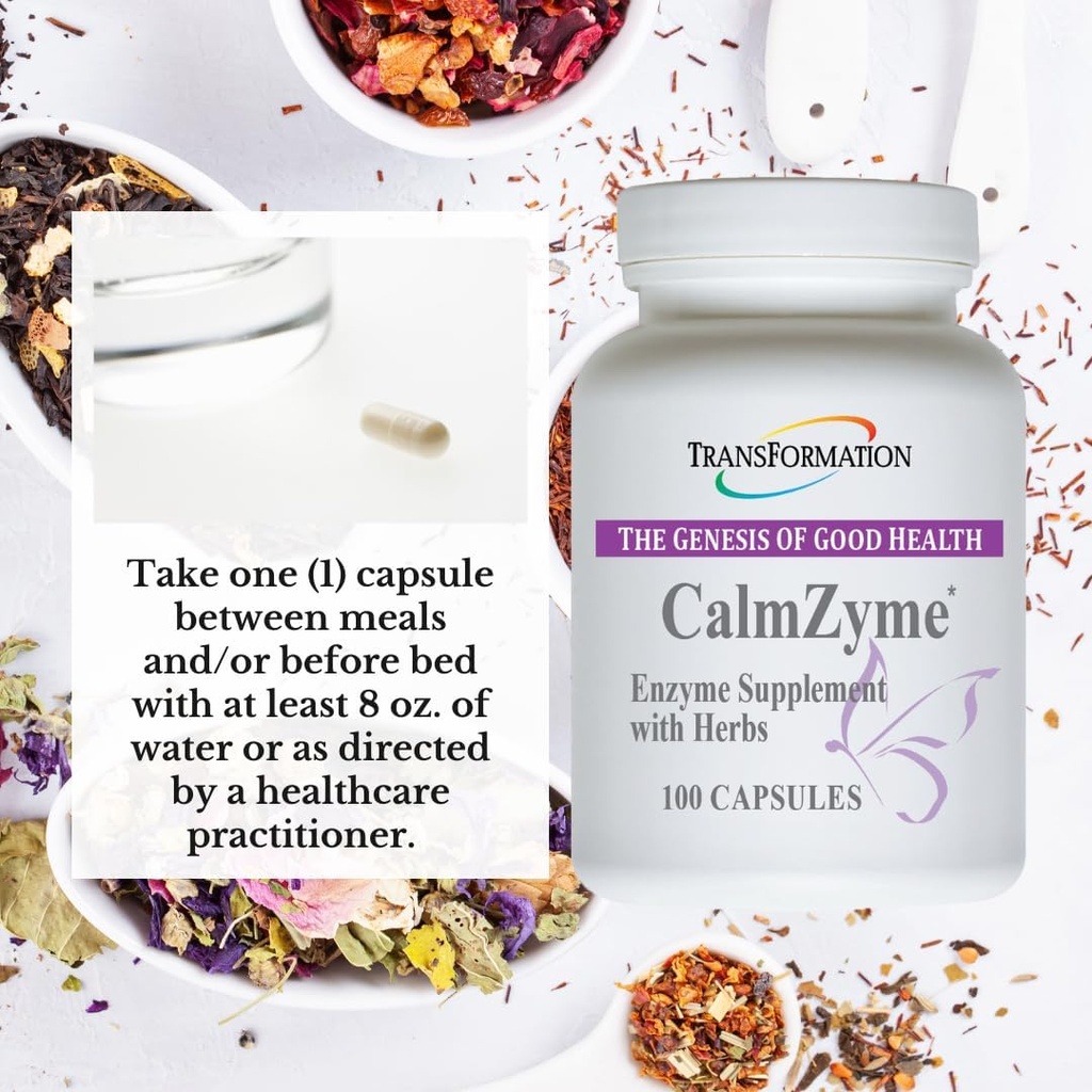 Transformation The Genesis of Good Health Enzymes CalmZyme Supplement with Enzymes & Herbal Blend, Maximize Digestion of Nutrients, Production of Energy & Aid in Immune Support, 100 Capsules 2