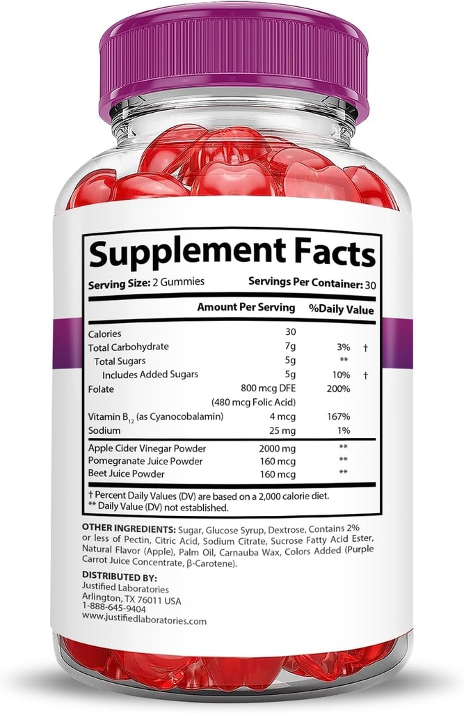Justified Laboratories (3 Pack Fast Ripped Keto ACV Gummies Extreme 2000MG Fast Ripped Keto Gummies Apple Cider Vinegar Formulated with Pomegranate Beet Juice Powder B12 Vegan Non GMO 180 Gummys 3