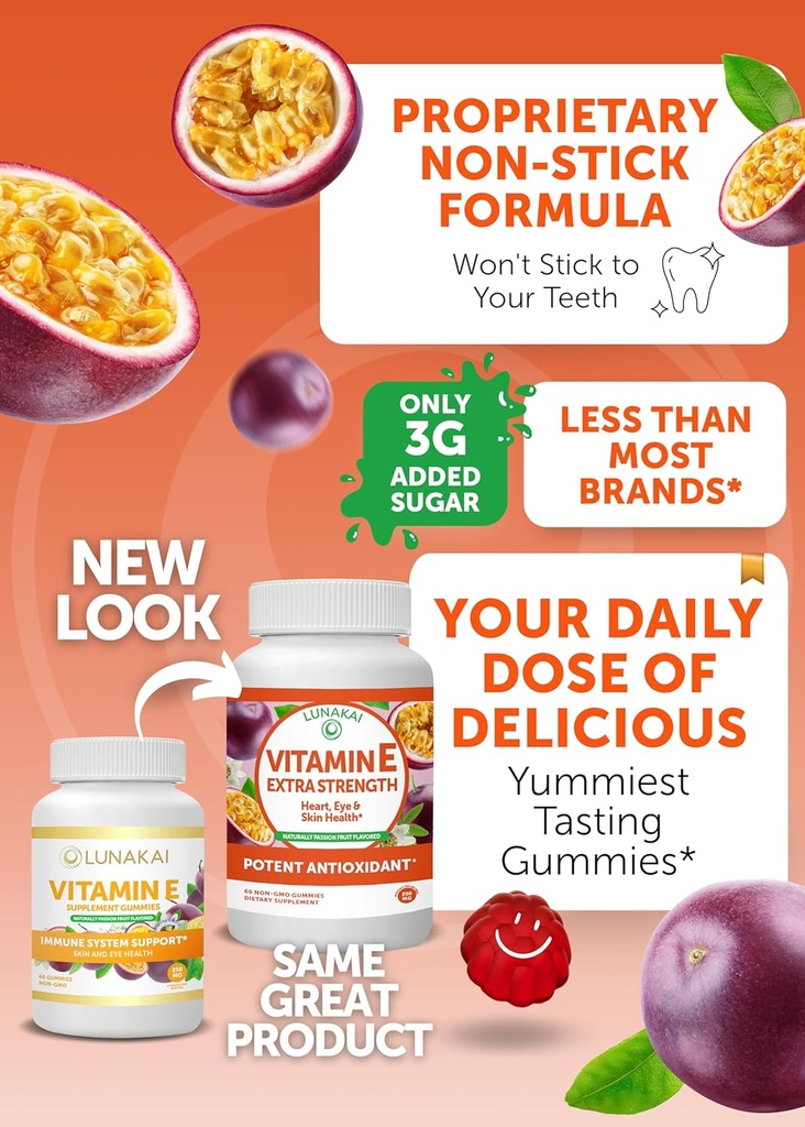 Lunakai Elderberry and Vitamin E Gummies Bundle - Immune Support Supplement with Zinc and Vitamin C Plus 1000iu Natural VIT E Gummy for Eye and Skin Health 5