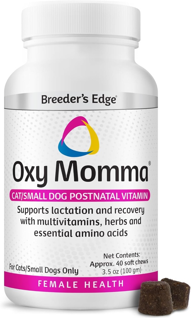 Breeder's Edge Oxy Momma Soft Chews, Postnatal Vitamin Supplement for Lactating Dogs and Cats, Supports Recovery, Hormones, and Next Pregnancy - for Small Dogs & Cats, 40ct Soft Chews 2