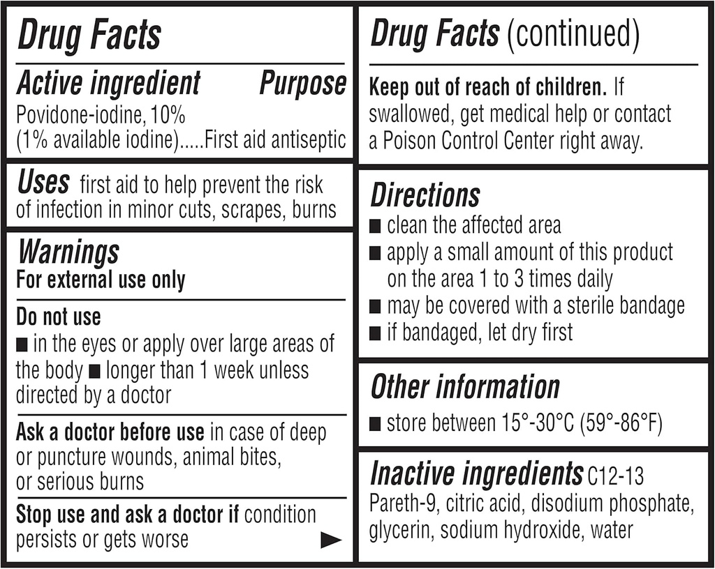 Basics First Aid Antiseptic, 10% Povidone Iodine Solution , Unflavored, 4 Fluid Ounces, 1-Pack (Previously Solimo) 5