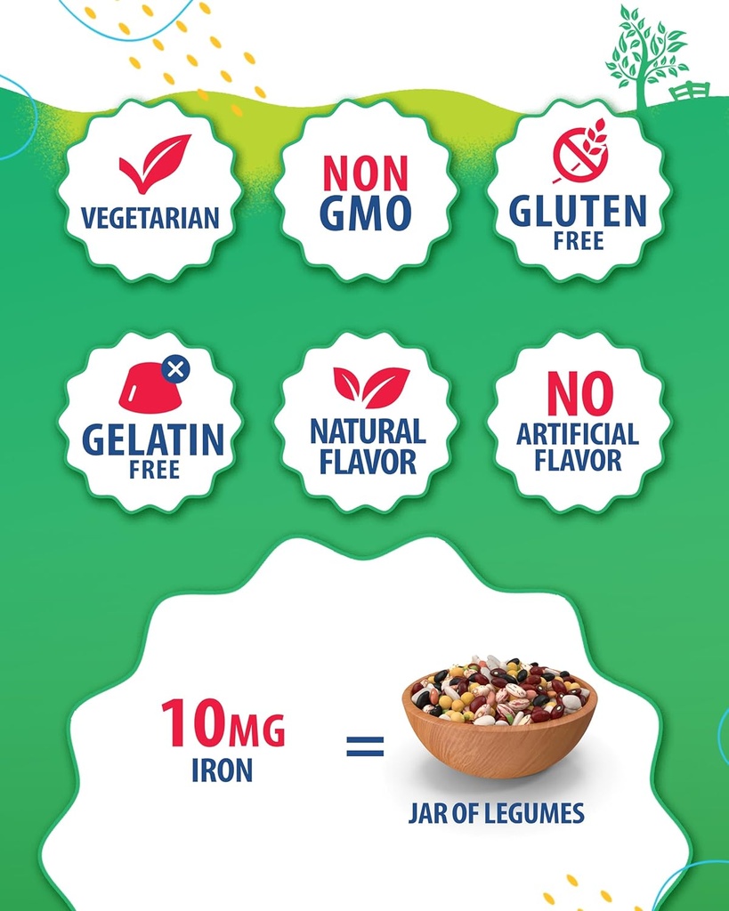 SUNNY SAM Iron Gummies for Kids & Teens - 10mg Vitamins with Vitamin C - Low-Sugar Chewable Iron Gummy Supplement for Immune Support, Supports Red Blood Cell Production for Children & Teen Girls 5