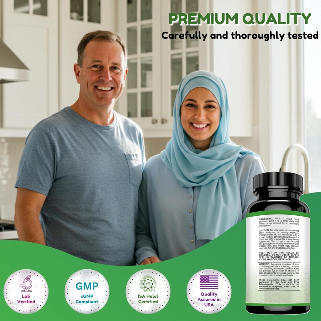 SHIFAA NUTRITION Halal Multivitamins for Women, Men & Adults, 30 Servings | Iron, Vitamin A, B6, B12, Biotin, Niacin, C, D3, E, Zinc, Calcium, Folic Acid, CoQ10 | Halal Vitamins 6