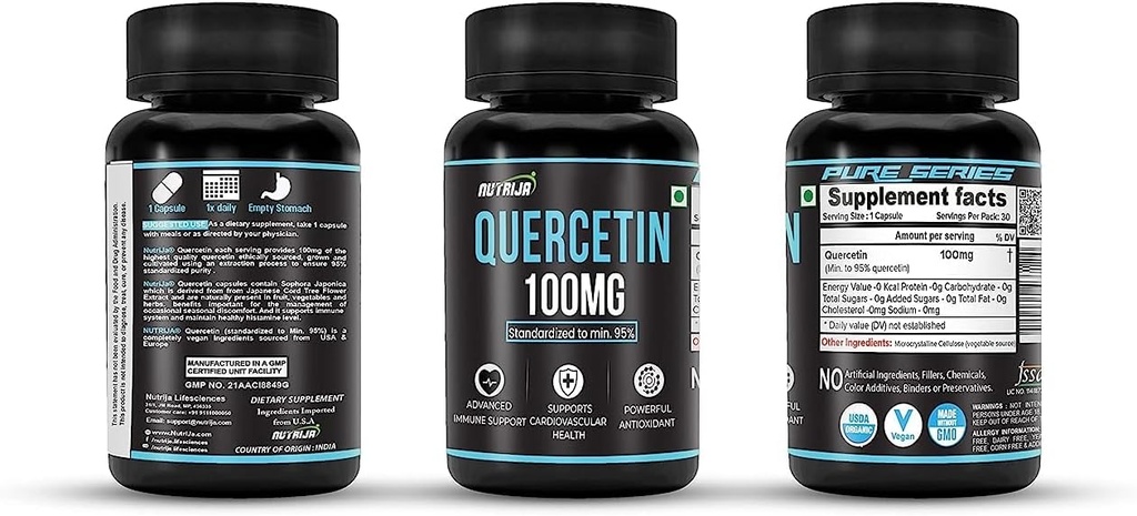 Quercetin 100mg Capsules - Standardized to 95% | Highly Purified & Bioavailable Supplement | Natural Bio-flavonoids & Powerful Anti-Oxidants (90 Capsules) 5