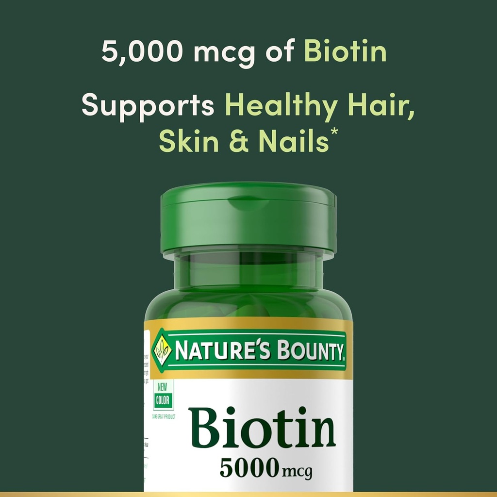 Nature's Bounty Biotin, Supports Metabolism for Cellular Energy and Healthy Hair, Skin, and Nails, 5000 mcg, 72 Softgels 4