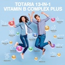 13-in-1 Vitamin B Complex Plus with Vitamin B1, B2, B3 (Niacin), B4, B5, B6, B7 (Biotin), B8 (Inositol), B9 (Folate), B12, C, D3, K2 for Energy, Nerve, Immune, Skin - 120 Caps per Bottle - 2 Bottles 3