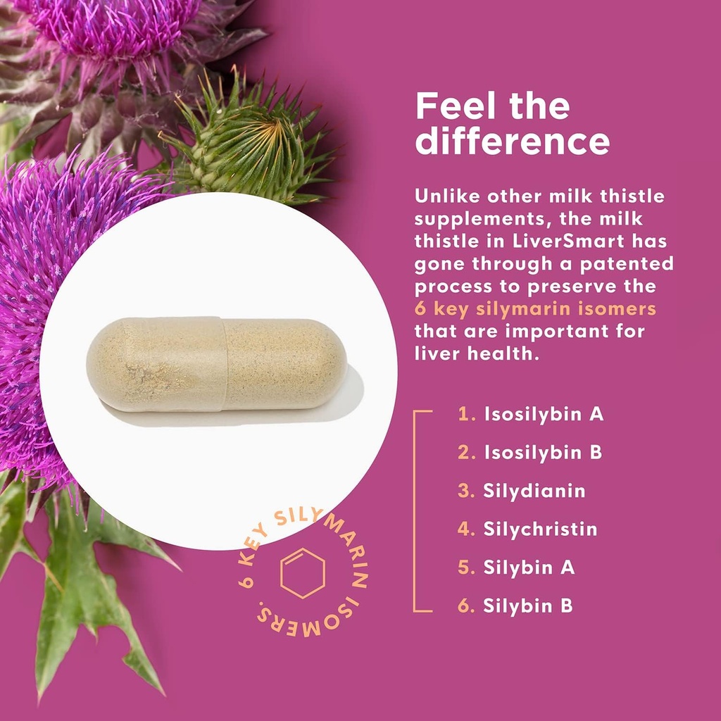 LiverSmart - Liver Cleanse & Repair Formula with European Milk Thistle, Silymarin, Artichoke, Dandelion, Yellow Dock Root, Beet Root - Supplement to Aid, Renew and Support Liver Health (6) 5