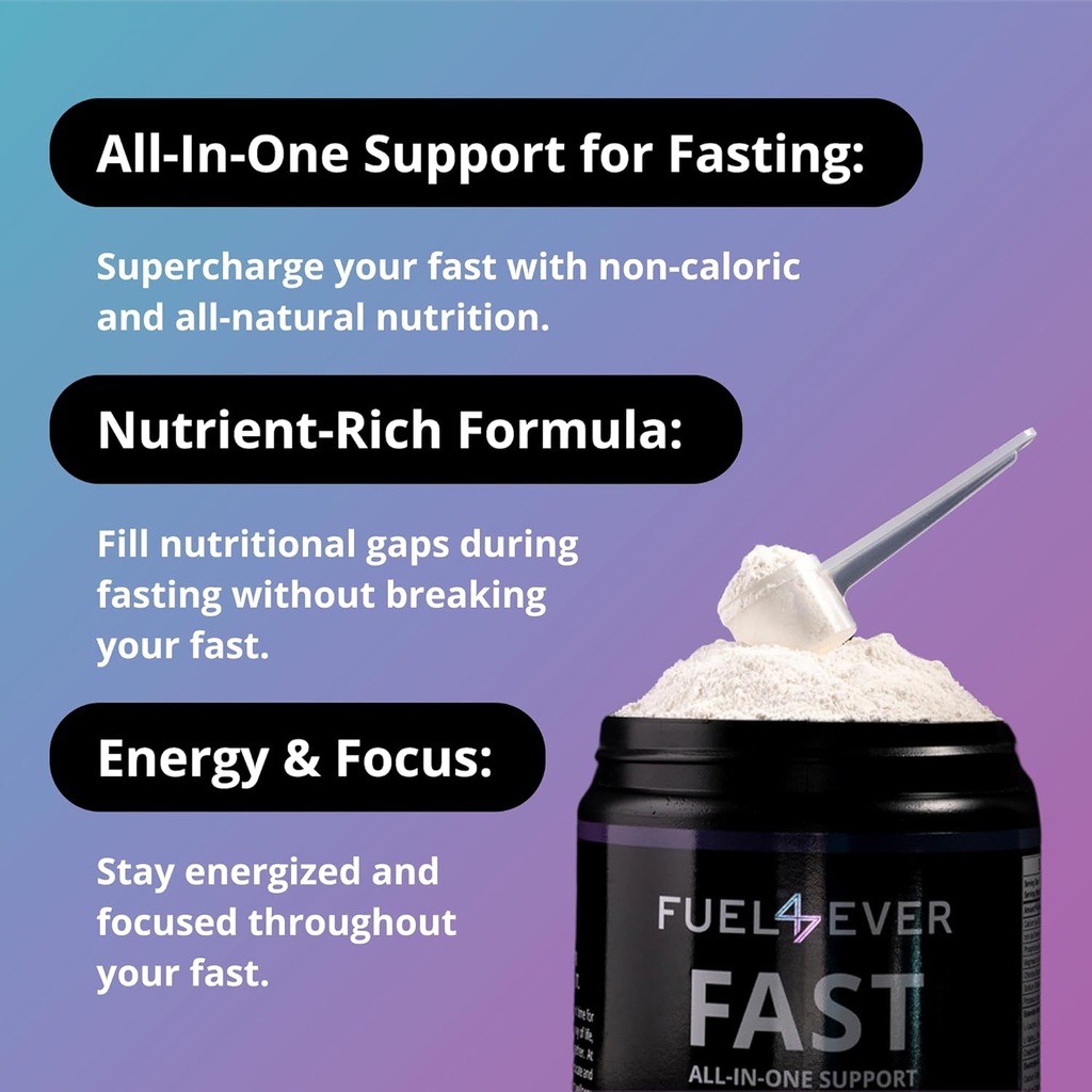 Fuel 4 Ever Fast Fasting Electrolyte Powder | with Creatine, Essential Amino Acids & Green Tea Extract | No Sugar, No Artificial Sweeteners or Ingredients | Lemon Lime Flavor 30 Servings 5