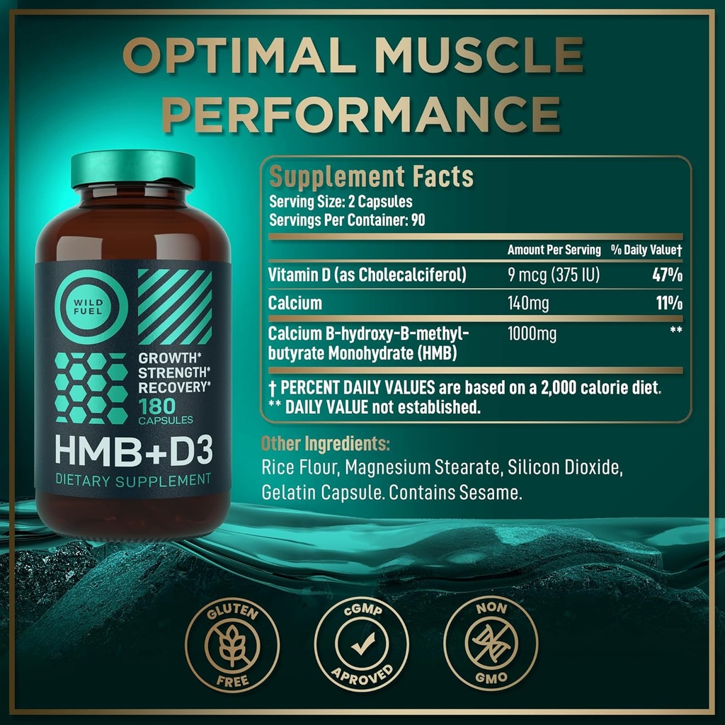 HMB Supplements with VIT D3 and Fadogia Agrestis Complex Muscle Power & Recovery Bundle 4