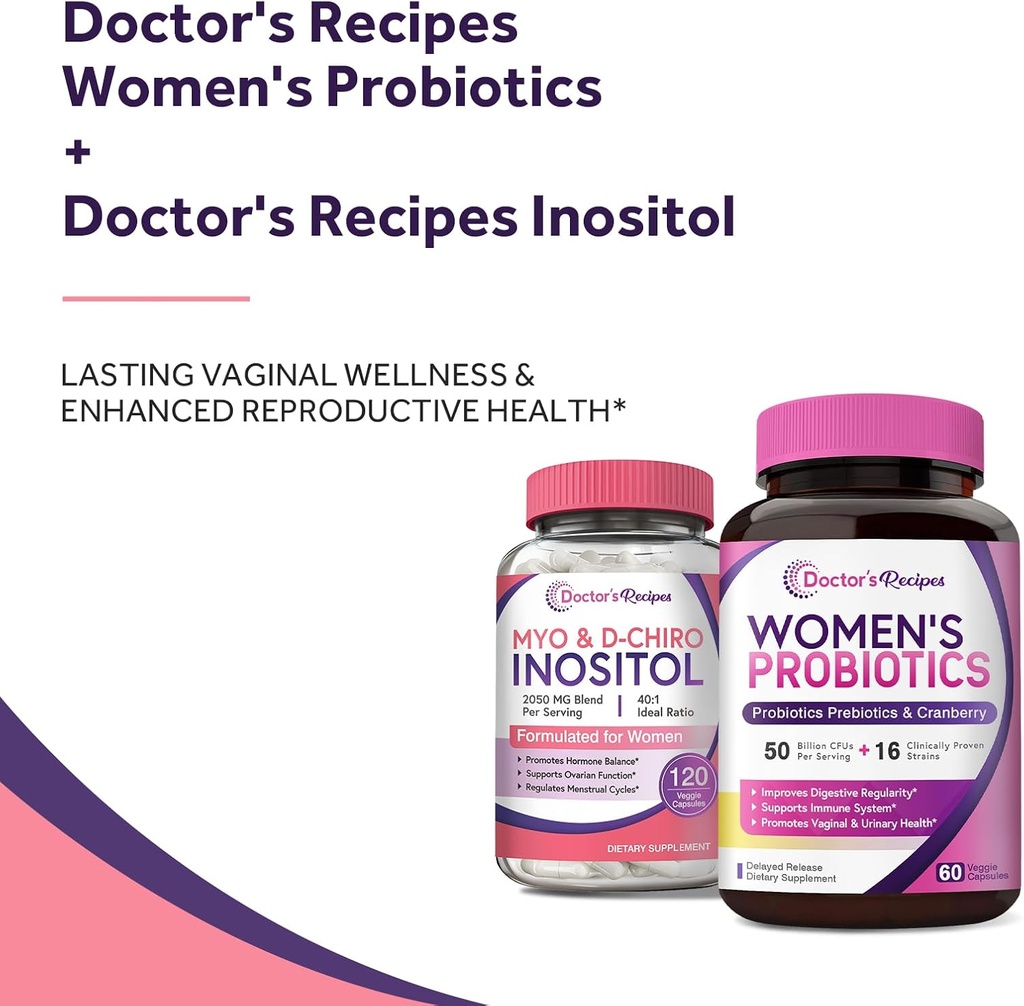 Doctor's Recipes Women’s Probiotics and Inositol Bundle - Gut, Vaginal, Urinary & Reproductive Health for Women 4
