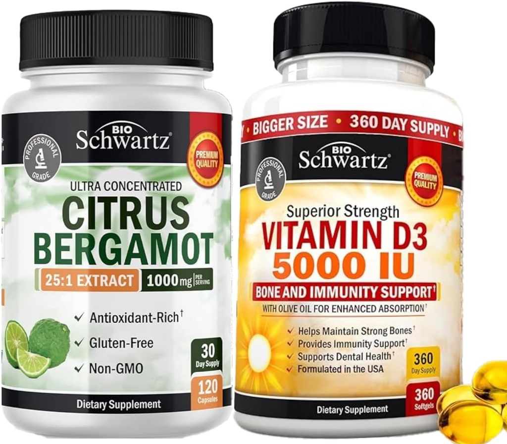 High Strength Vitamin D3 5000 IU 125 mcg (1 Year Supply) Plus 1000mg Citrus Bergamot Supplement (1 Month Supply) 2